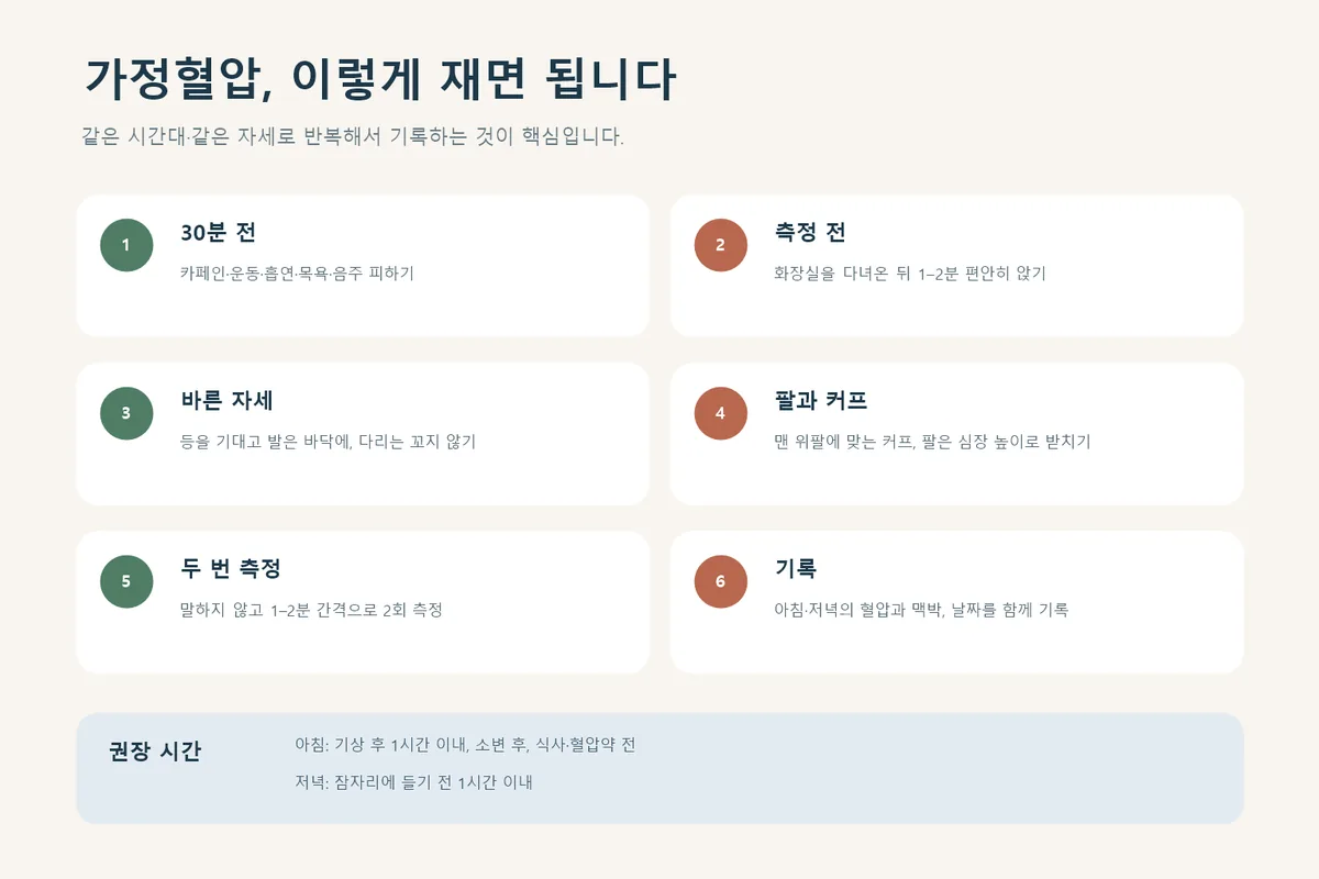 올바른 가정혈압 측정법 인포그래픽